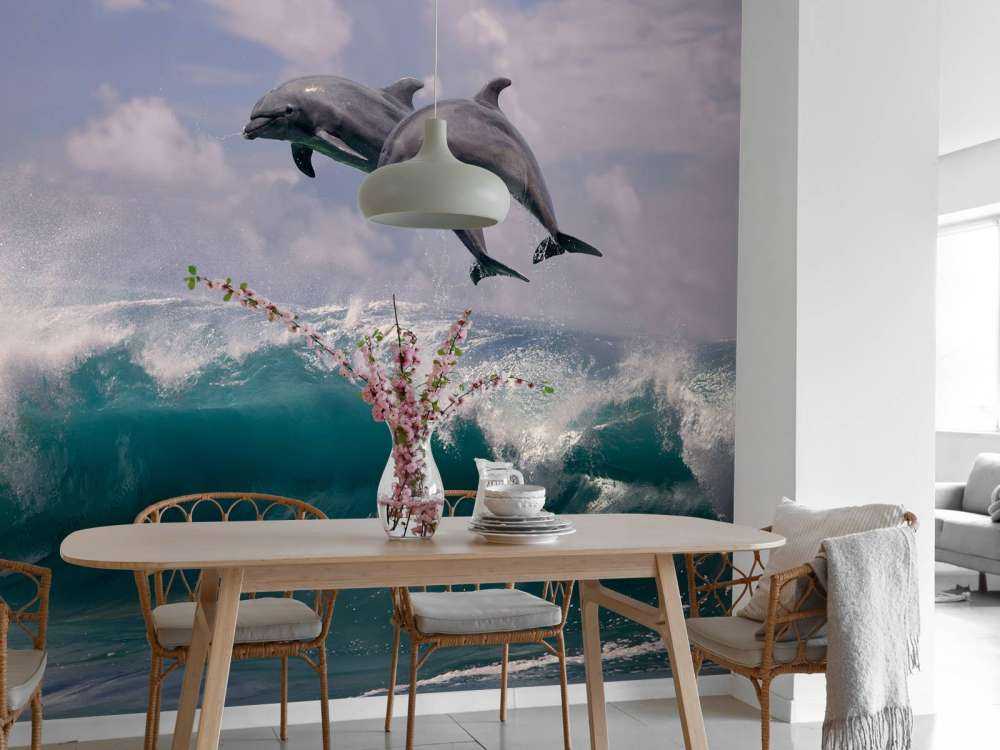 Dolphins and waves