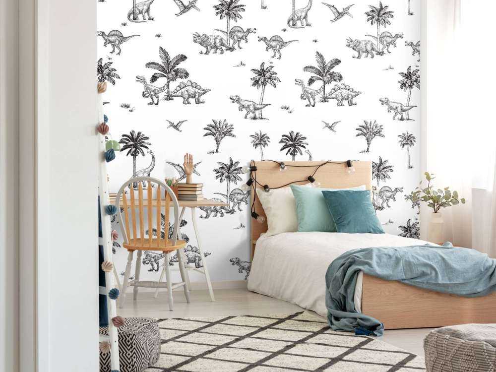 Dino pattern in black and white