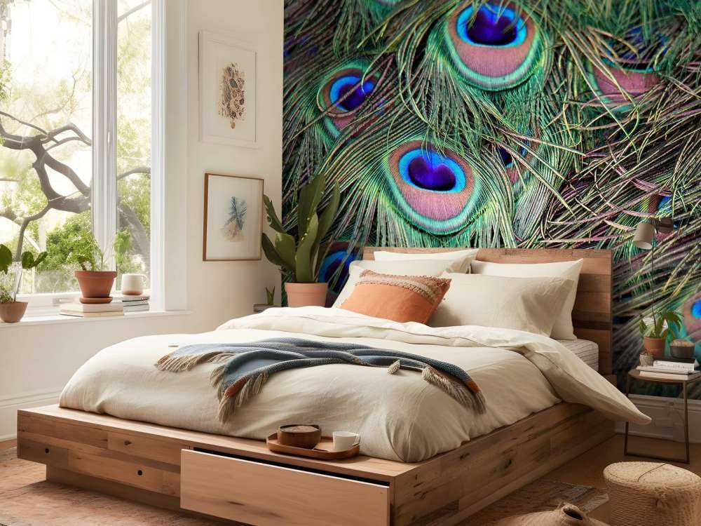 Close-up of peacock feathers