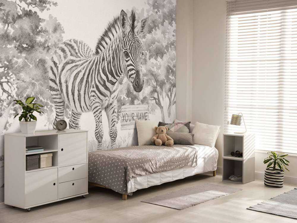 Young zebra in the nature beige