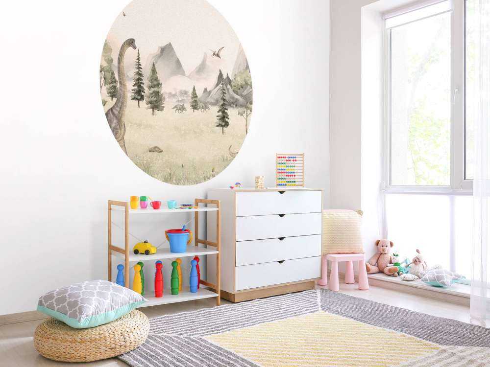 Landscape with dinosaurs in beige