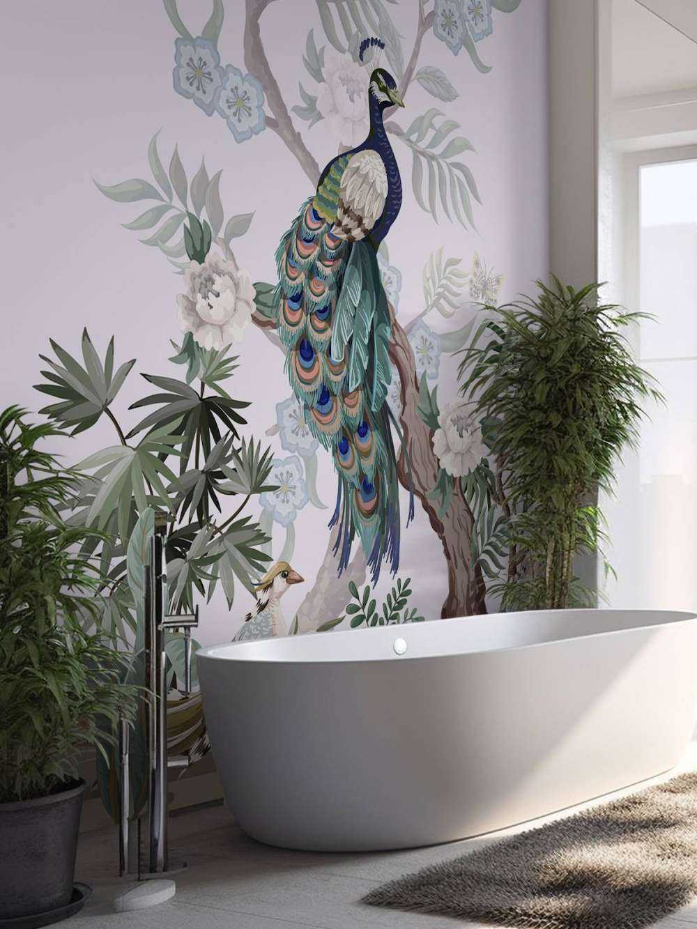 Peacocks and peonies