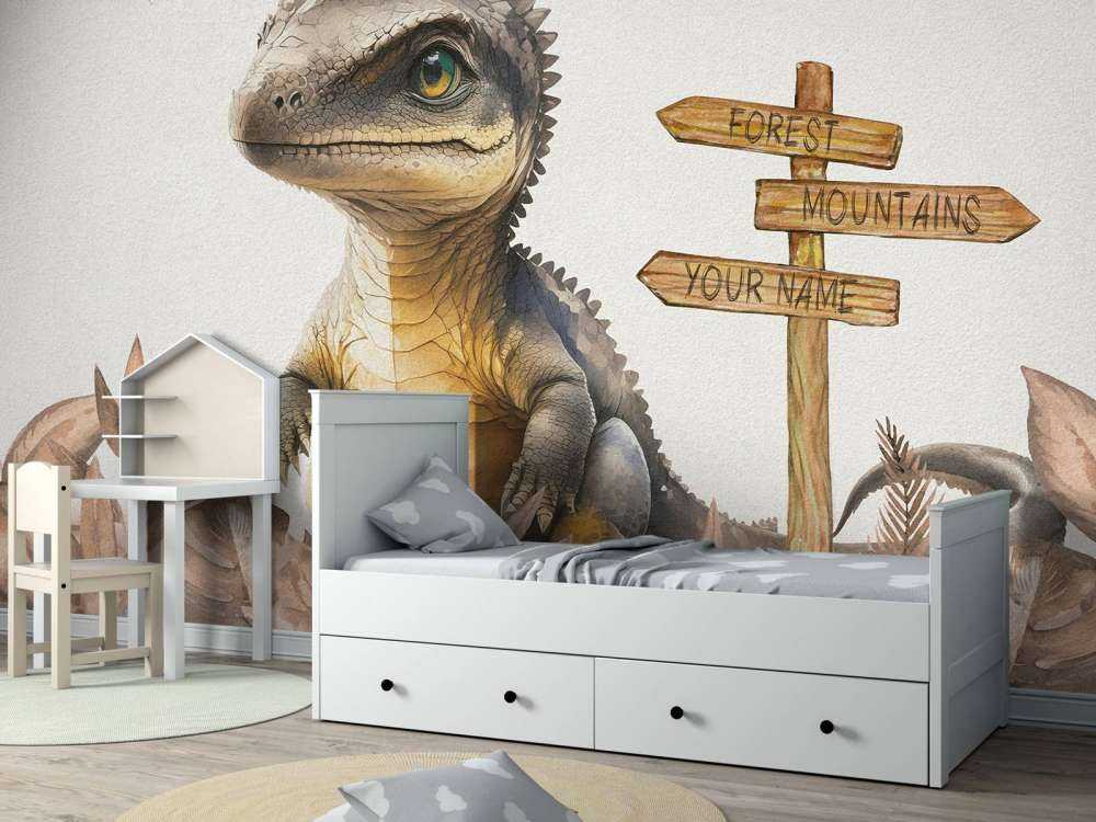 Baby spinosaurus in the taupe jungle