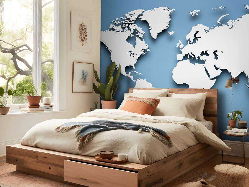 3D World map blue