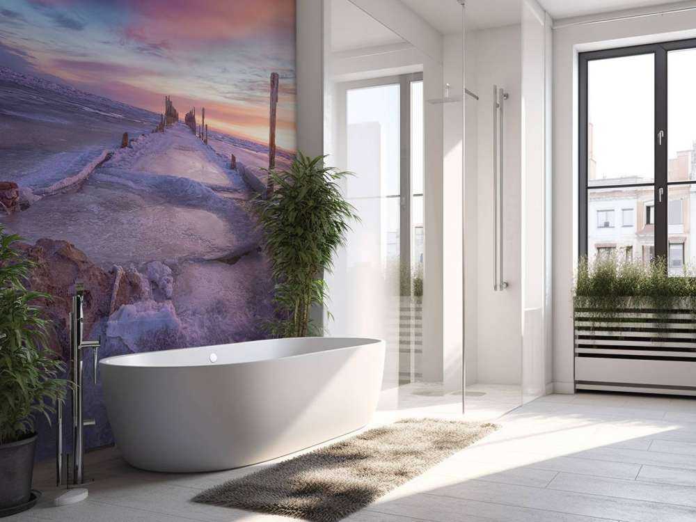 Heads of poles on the frozen Baltic Sea