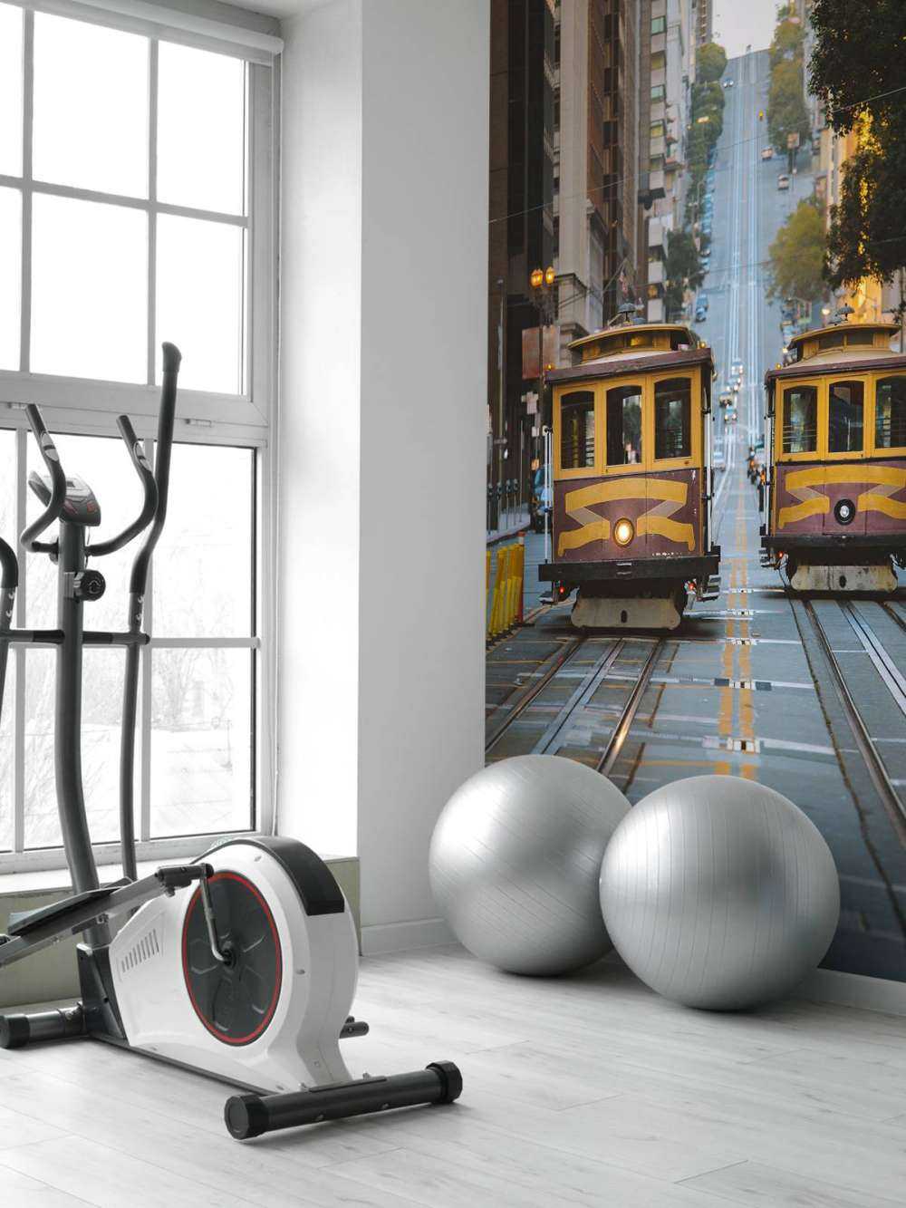 Yellow trams in San Francisco USA