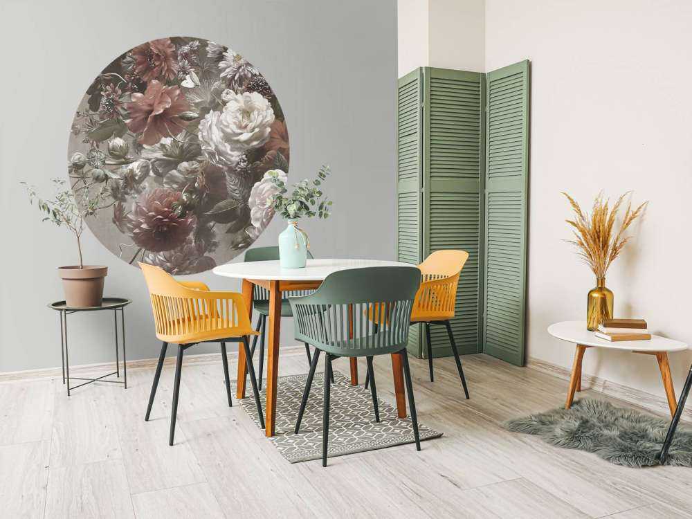 Big bouquet with poppies cream