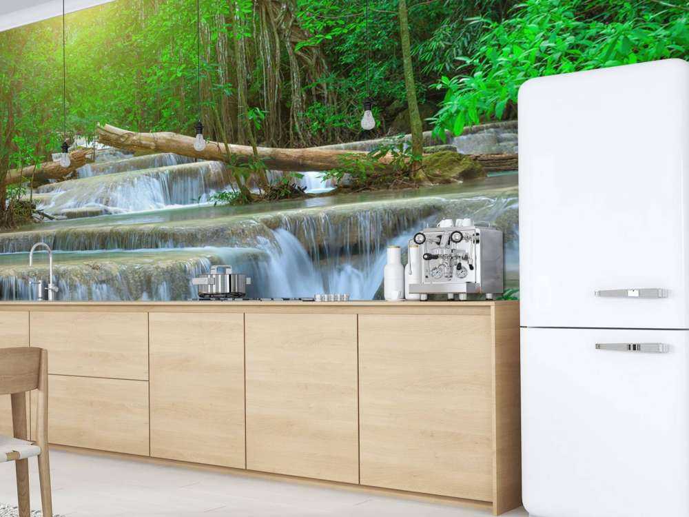 Wide waterfall in the forest