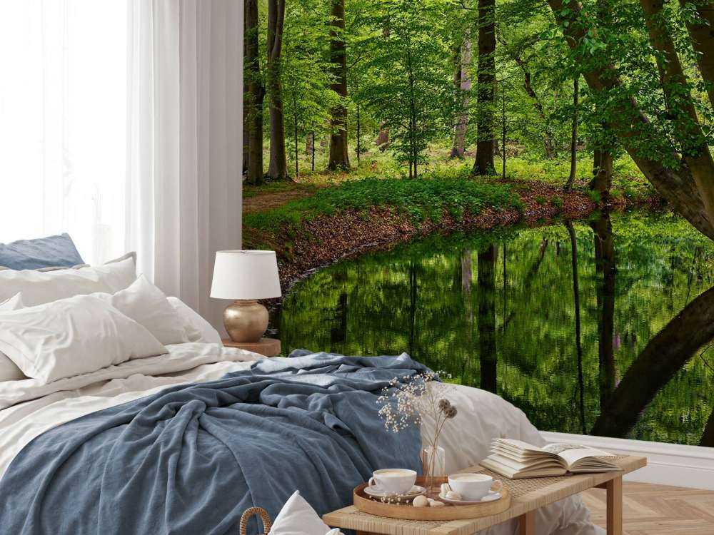 Bent trees by the water