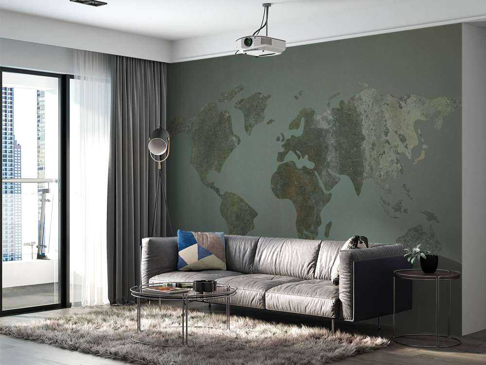 Green world map with structure