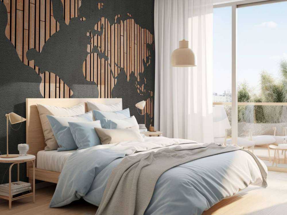 World map with wooden boards