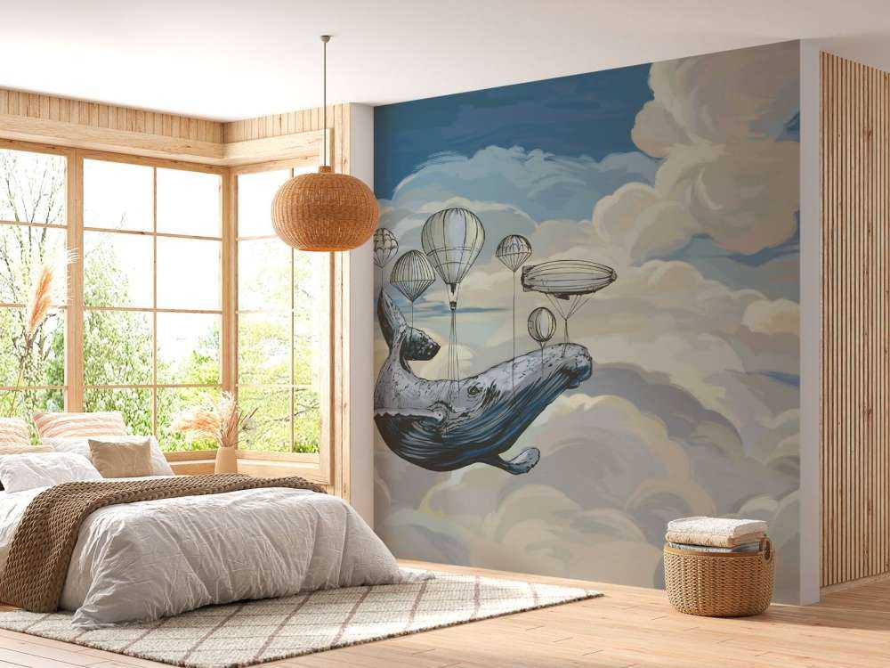 Hot air balloons with a whale