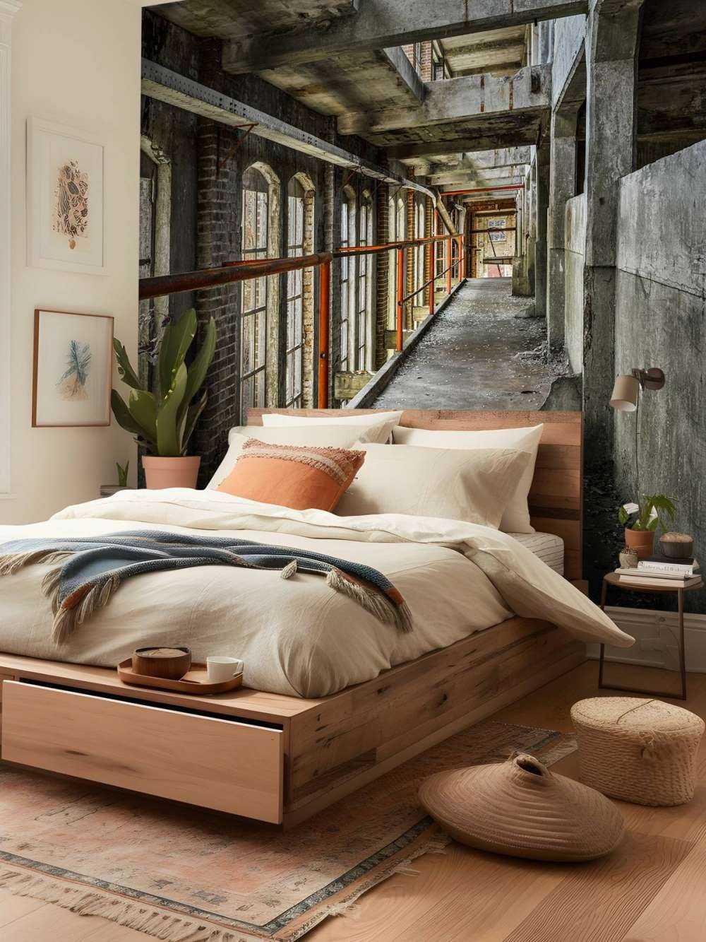 Footbridge in abandoned building