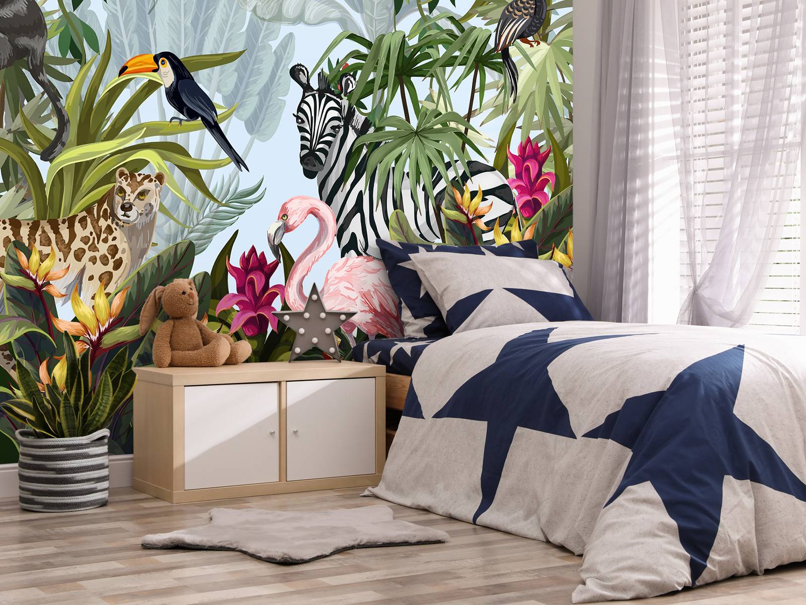 Colourful jungle with animals