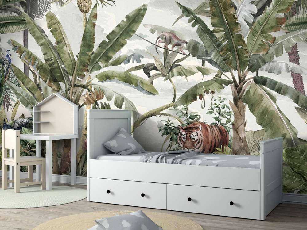 Tropical drawing of rainforest