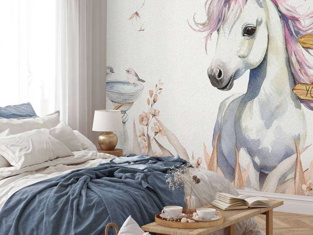 Baby unicorn with plants taupe
