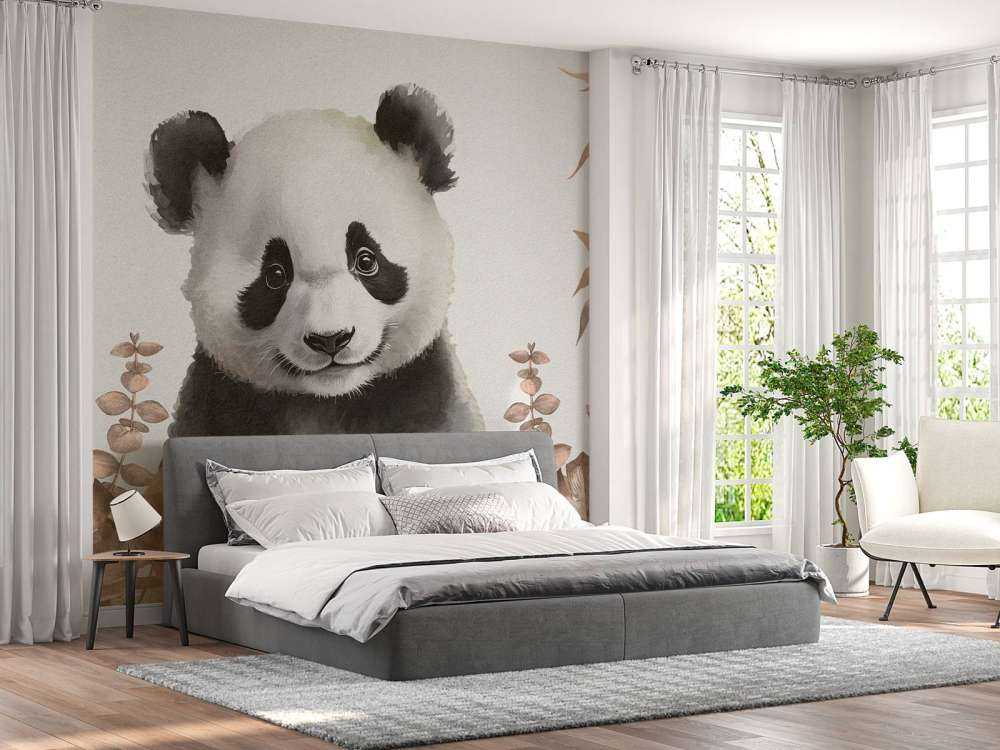 Baby panda in the jungle taupe