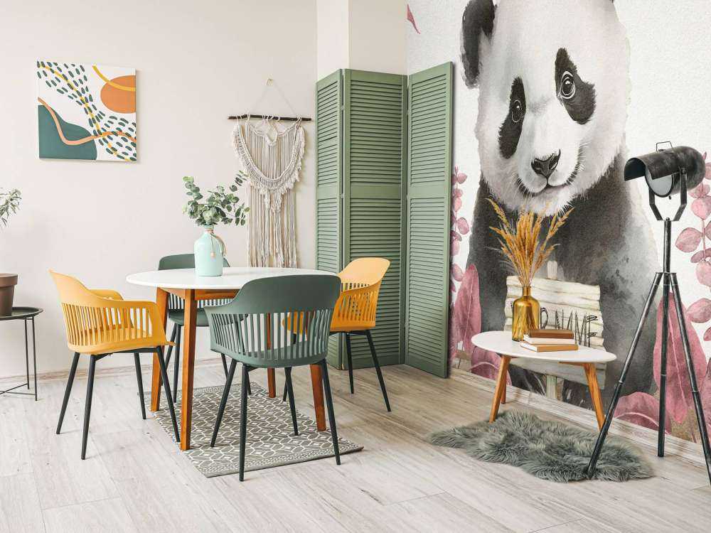 Baby panda in the jungle pink