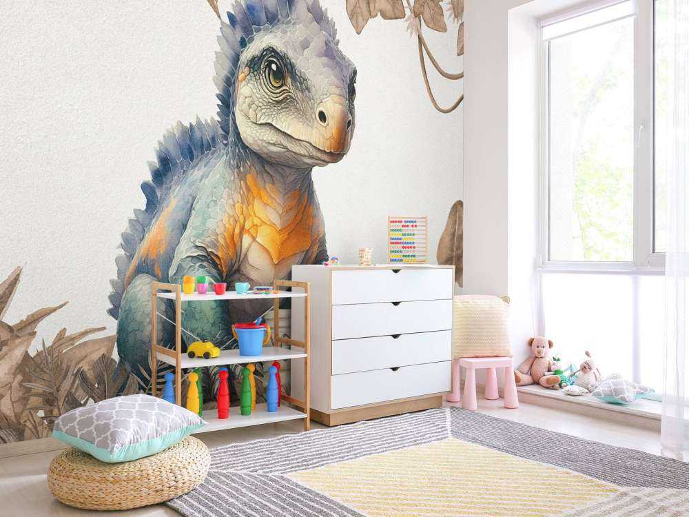 Baby ankylosaurus in the taupe jungle