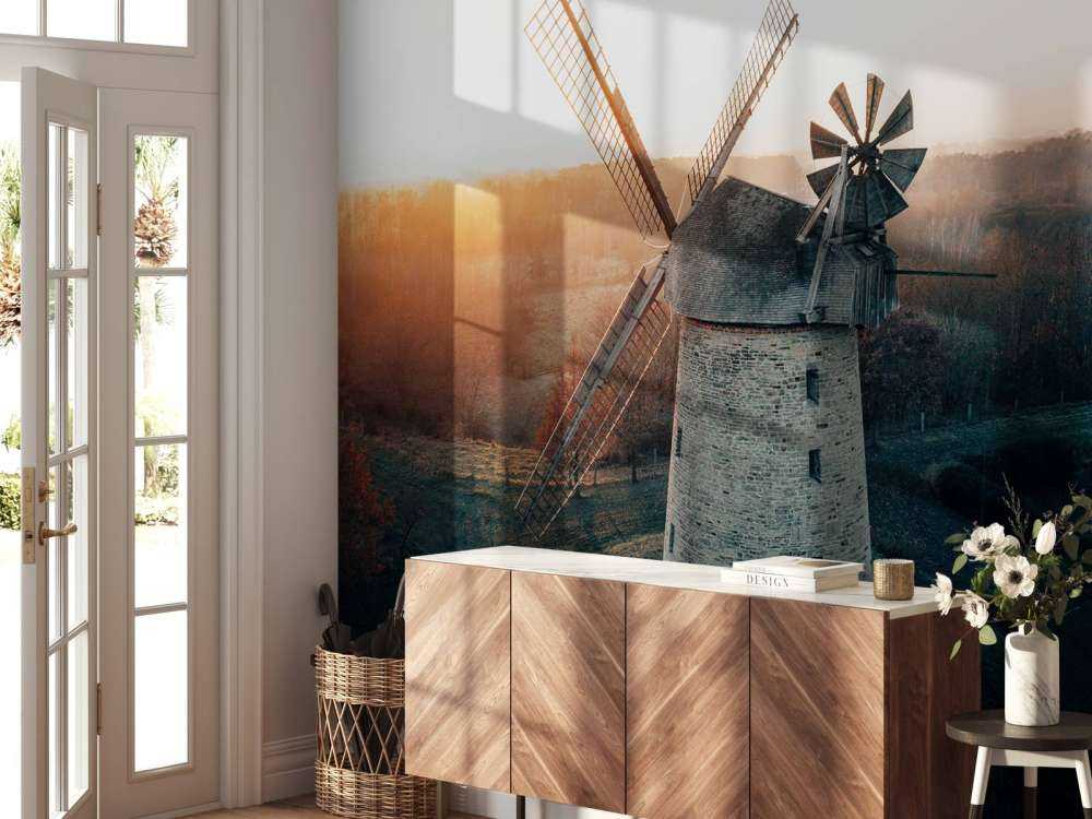 Windmill in beautiful light at sunset