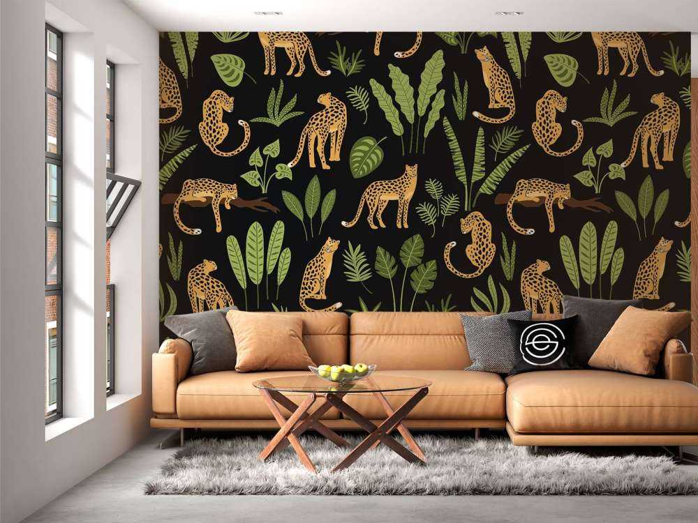 Leopard pattern on a black background