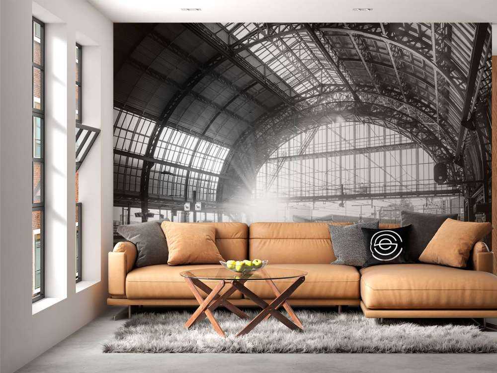 Sunrise on a station in black and white