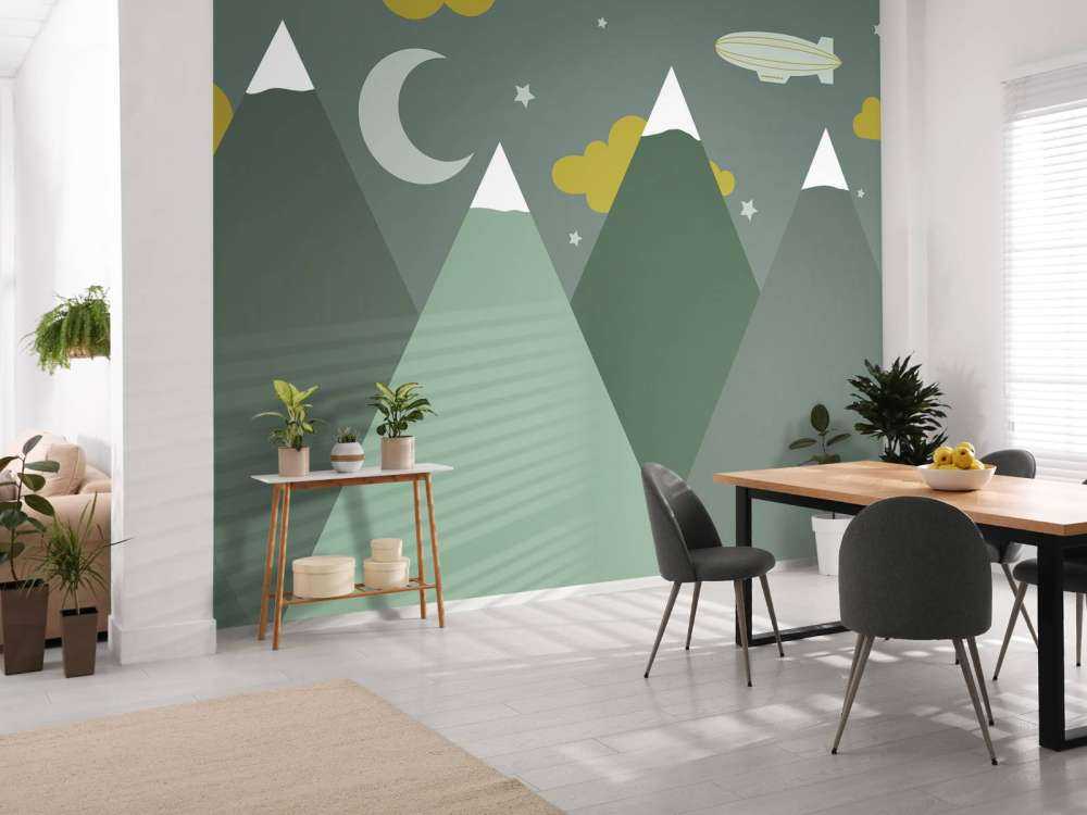 Green mountains at night