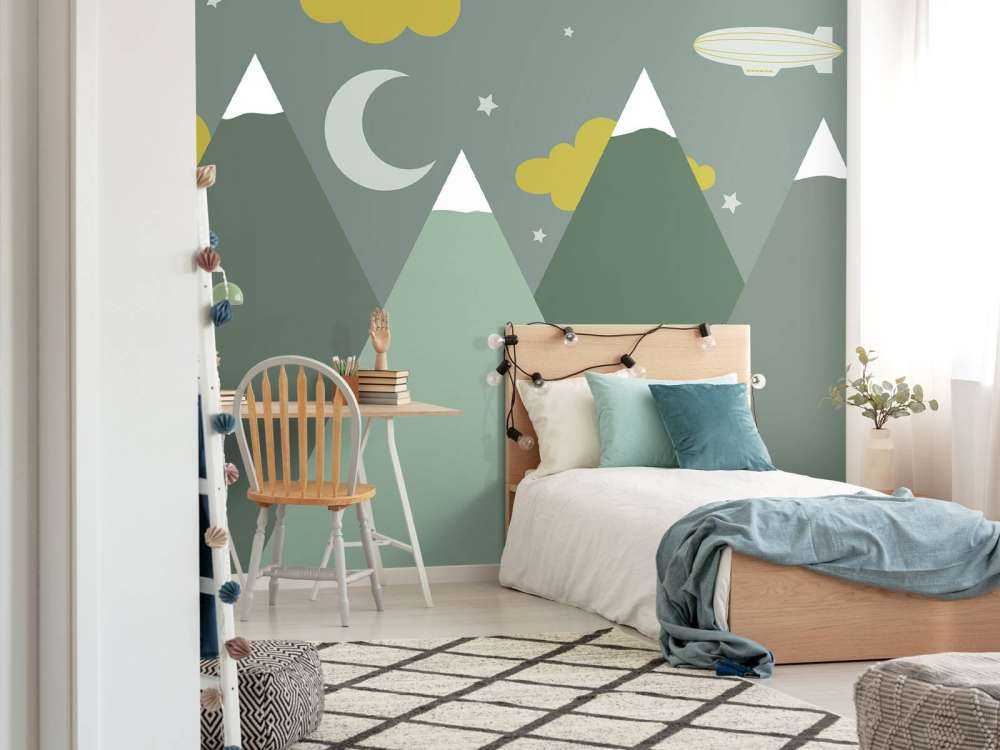 Green mountains at night