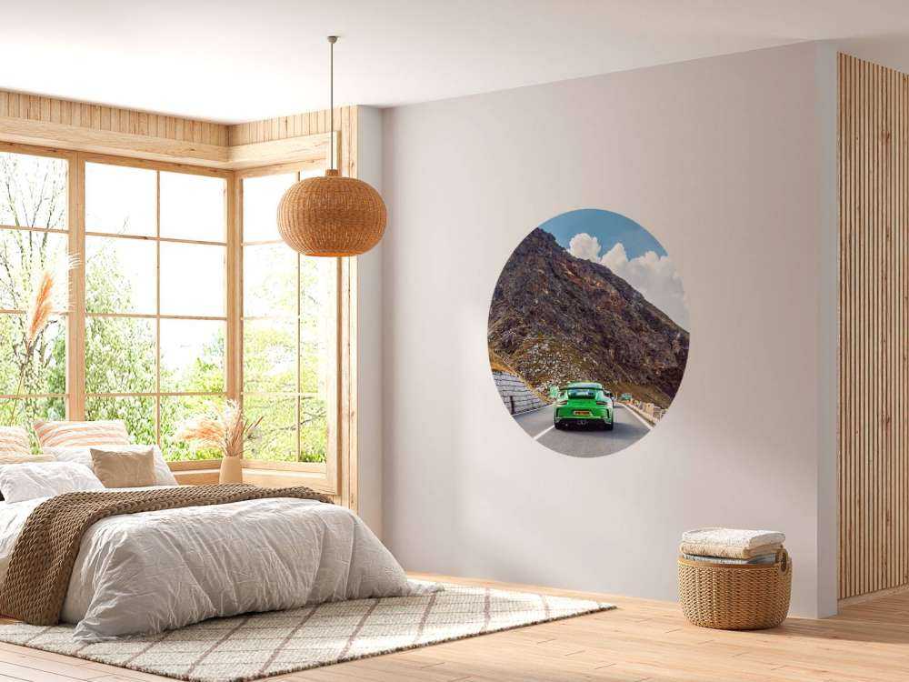 Mountain pass with sports car