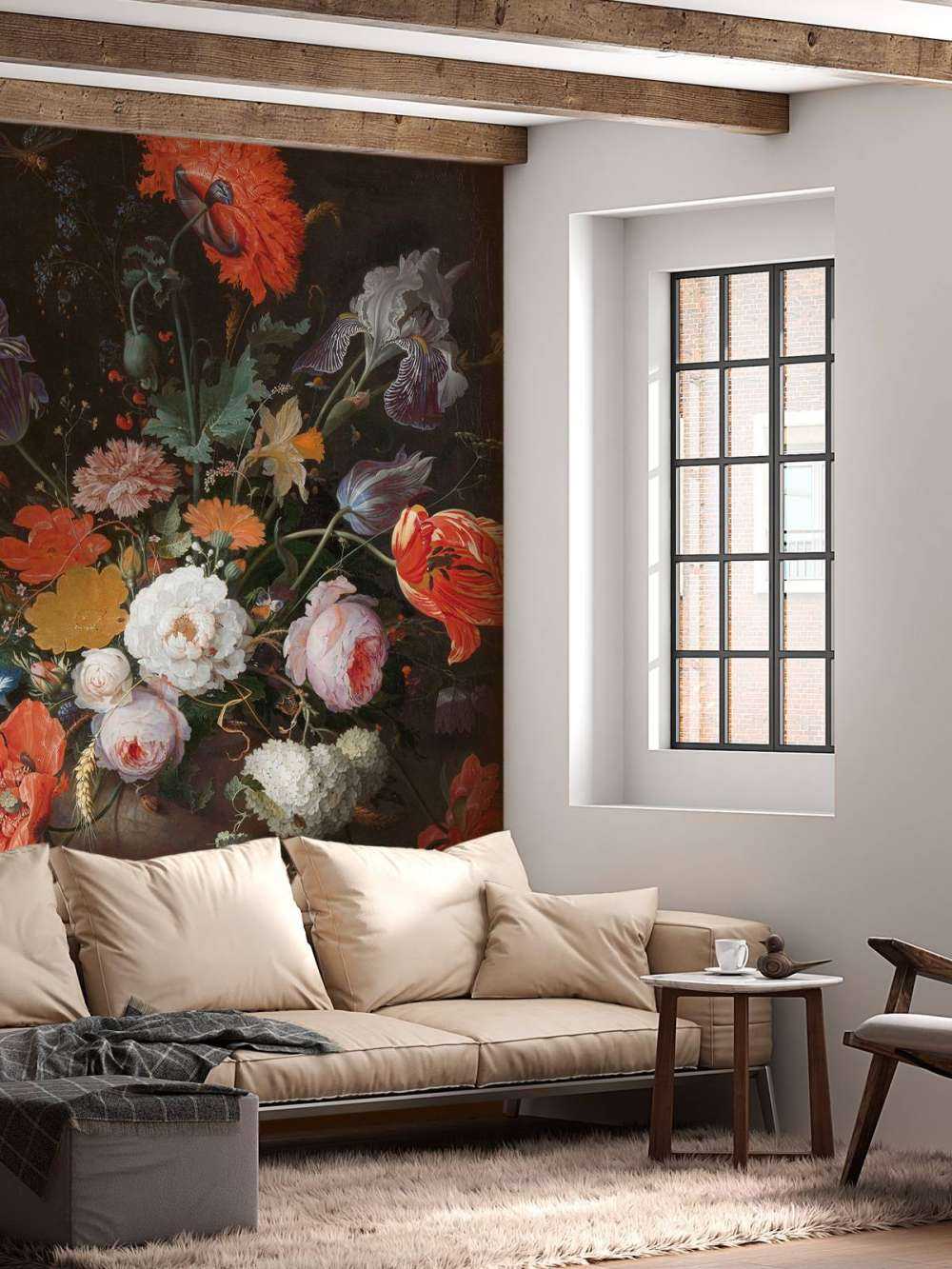 Still life with flowers and a watch