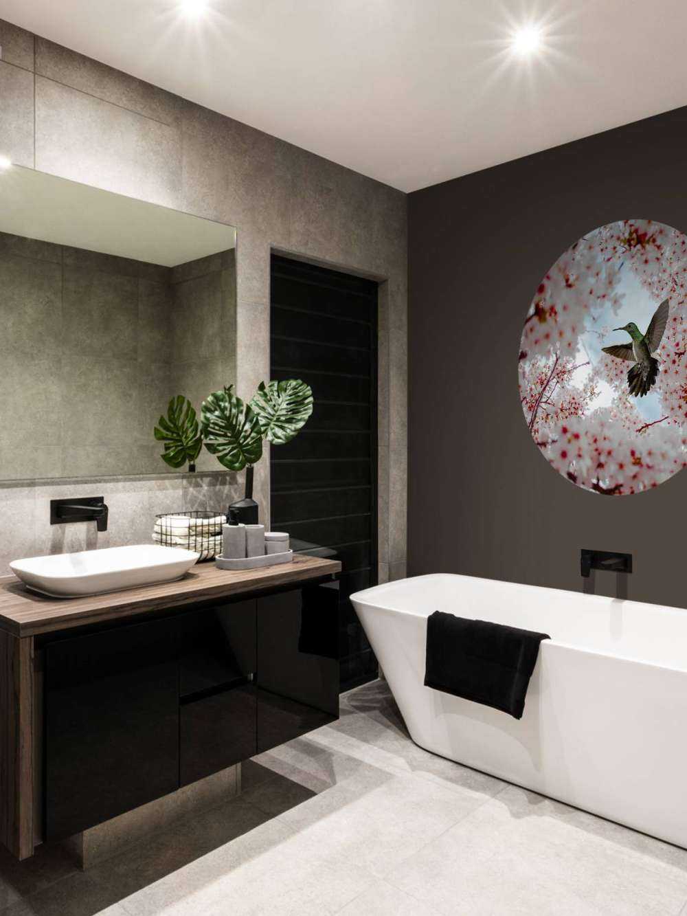 Hummingbird between the blossoms