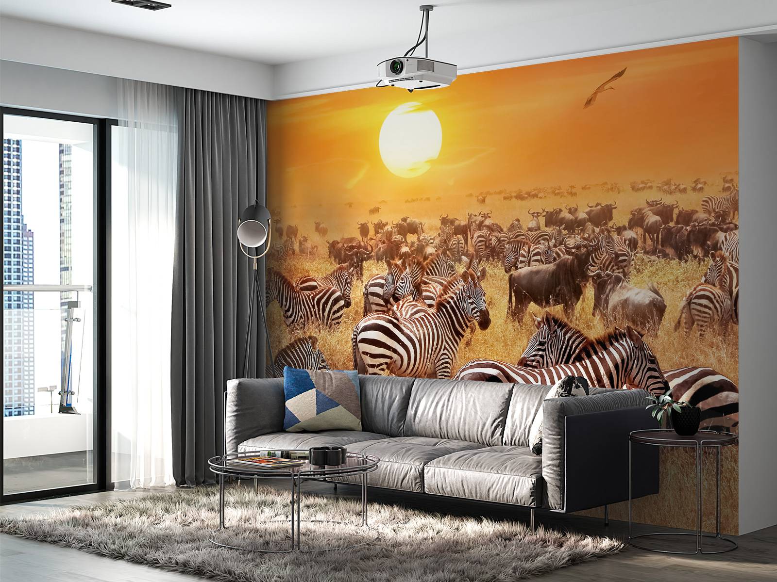 Savanna sun with zebras