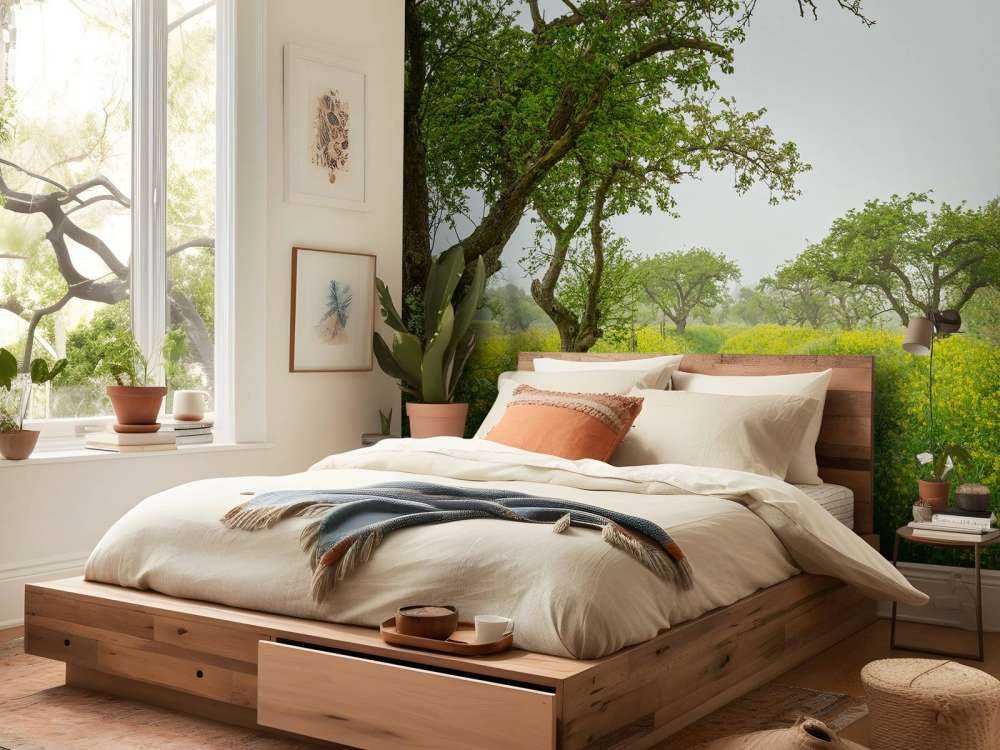 Path through hills with yellow flowers