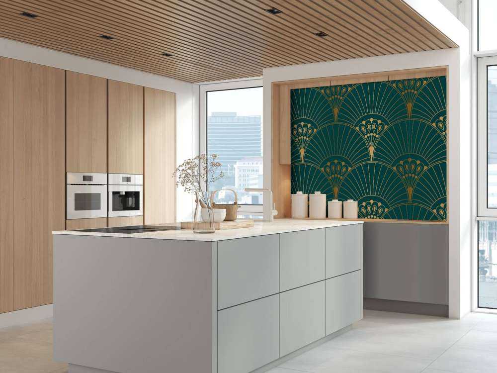 Art Deco fan in Teal