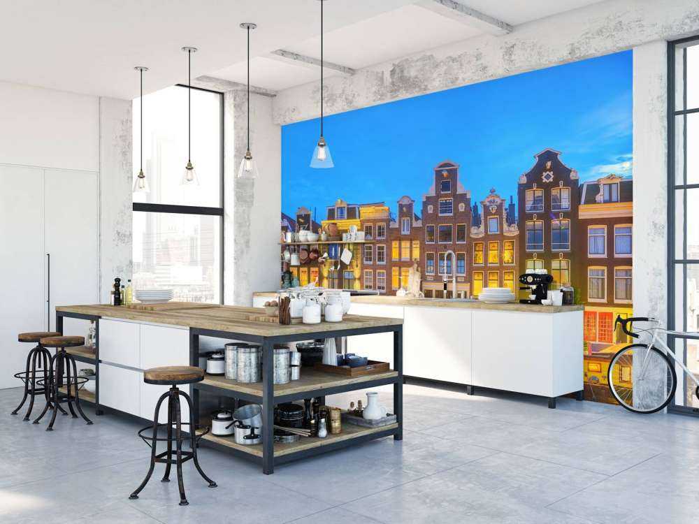 Amsterdam houses in the night