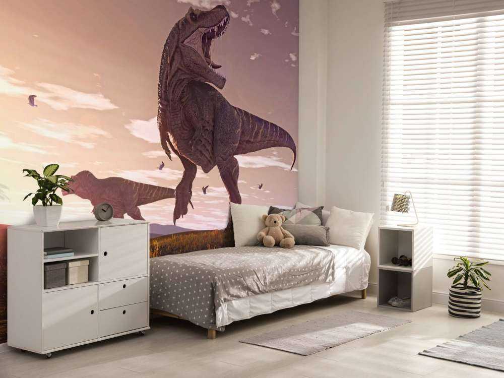 Two Tyrannosauruses in a field