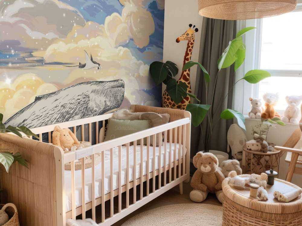 Whale swimming through the clouds