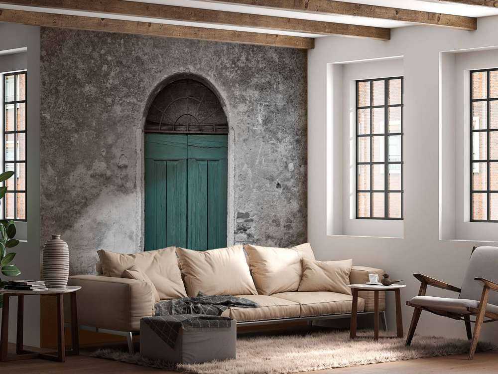 Green door in old wall