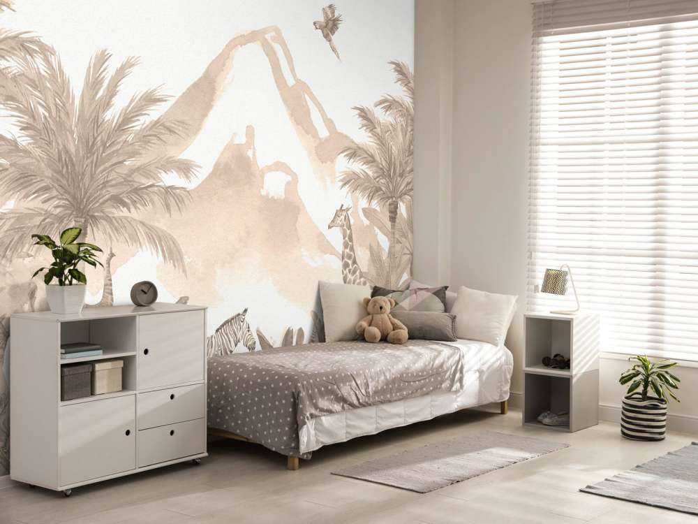 Jungle animals in taupe