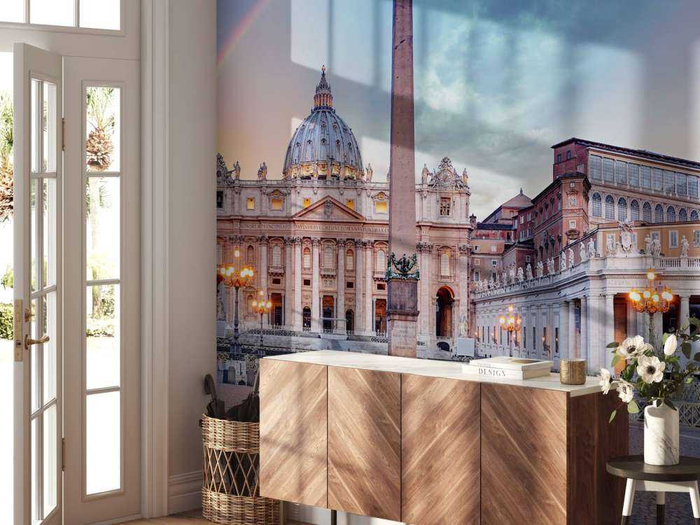 St Peter's Square with rainbow