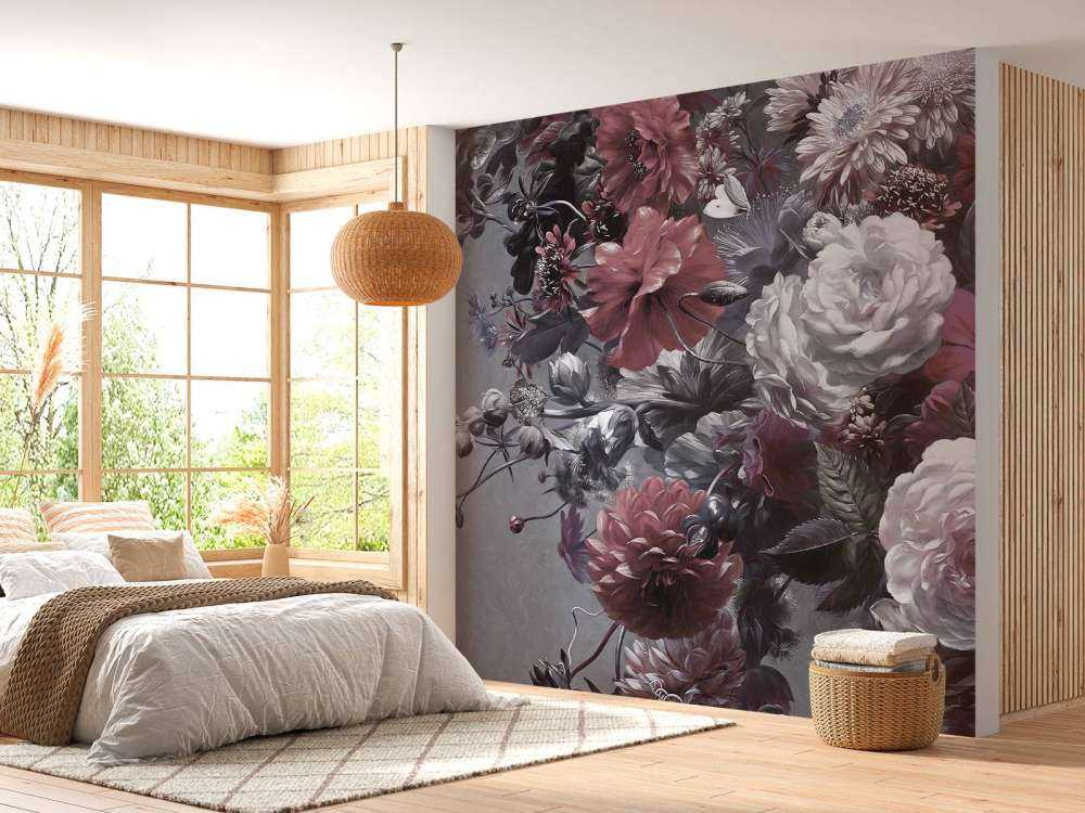 Big bouquet with red poppies