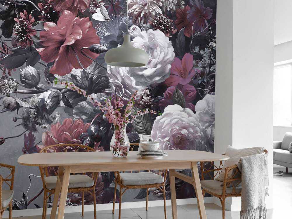 Big bouquet with red poppies