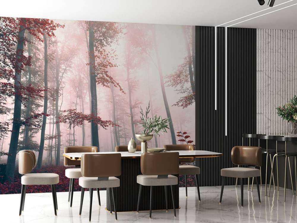 Red forest landscape