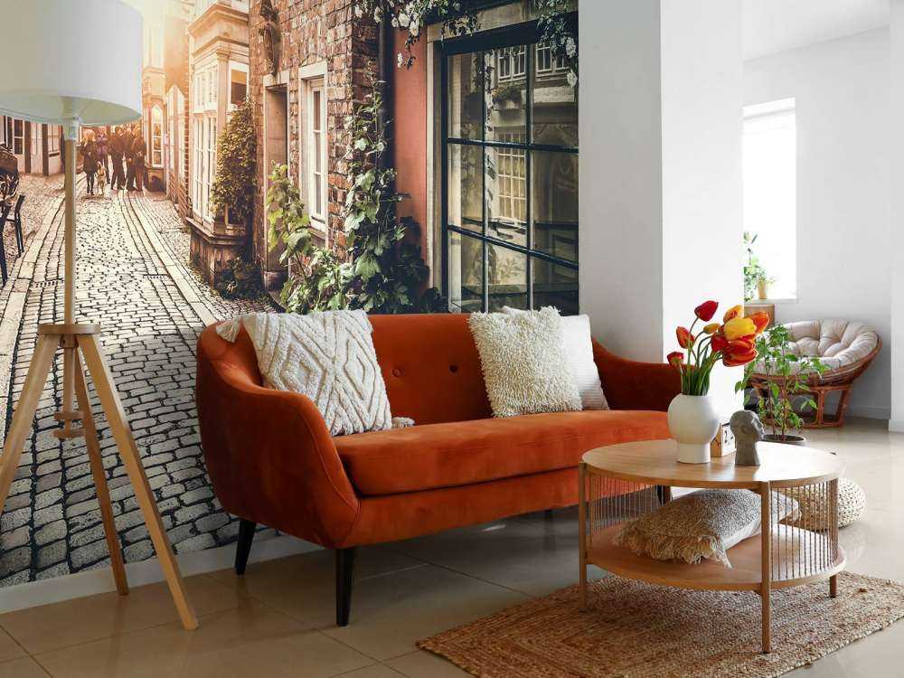 Sunset in an old street