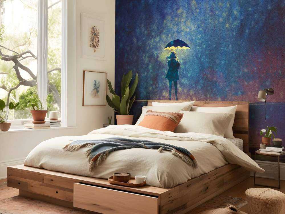 Lonely girl in the rain