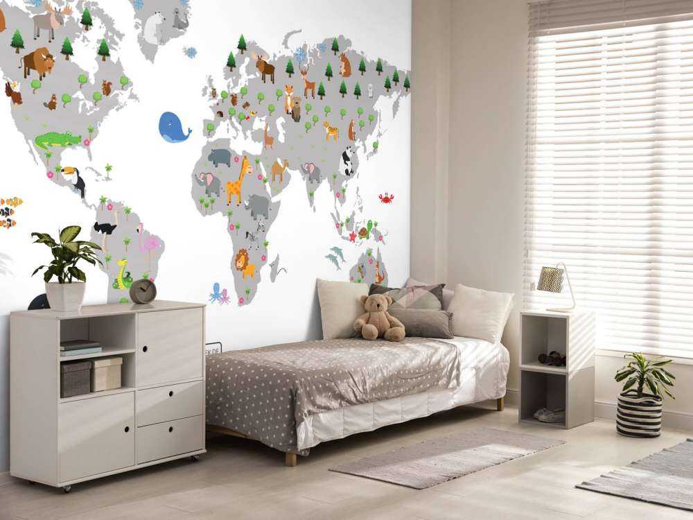 World map for children with white background