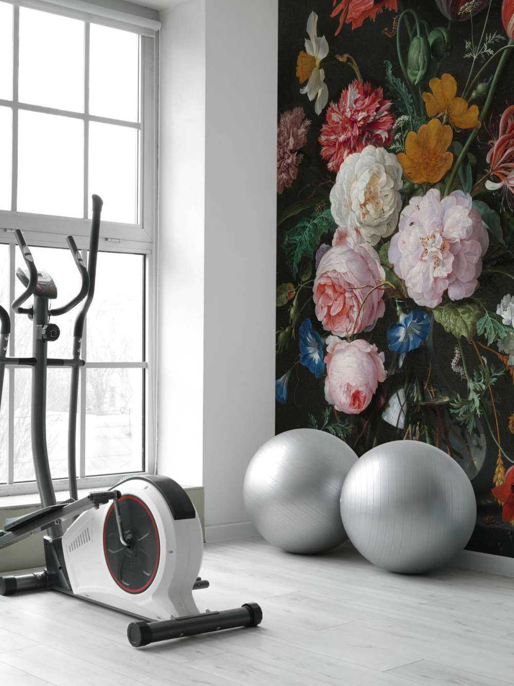 Still life with flowers in a glass vase