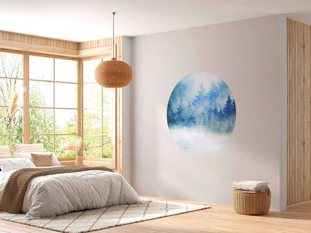 Dark forest with snow