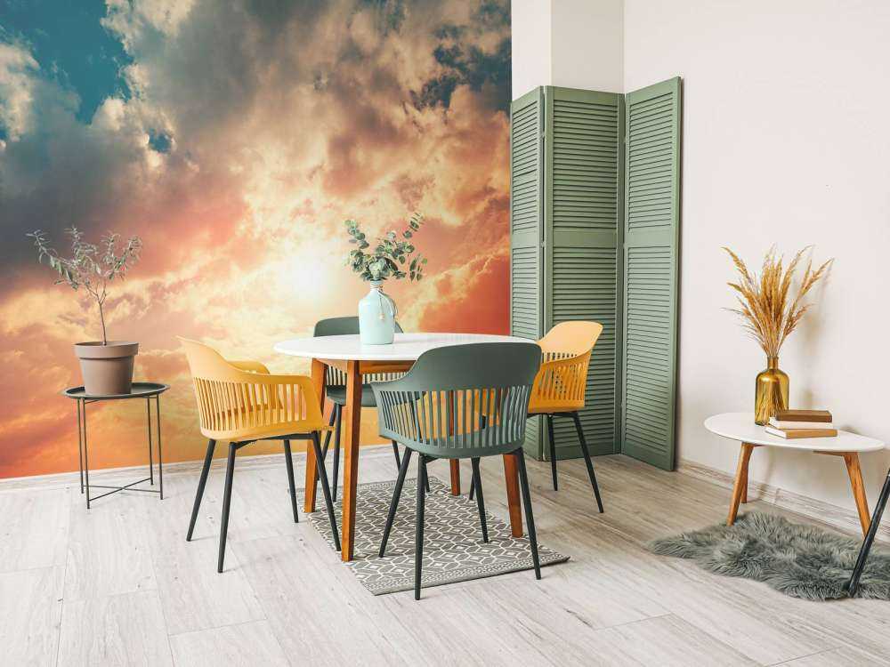 Coloured sky with clouds