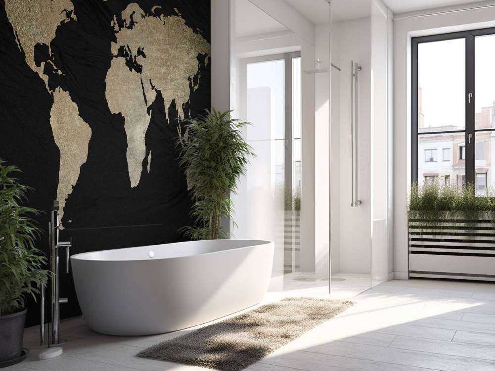 World map light gold